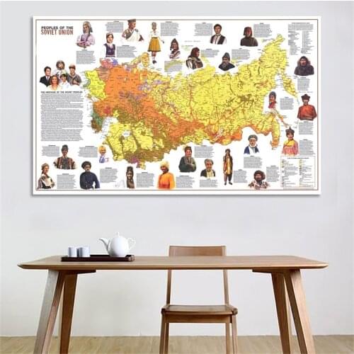 1pc Decorative Map of Russia A2 People of The Soviet Union 1976 World Map Wall Sticker Decor Wall Stickers Posters and Prints