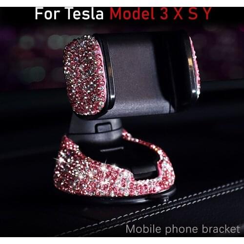 For Tesla Model 3 s x y dashboard mobile phone bracket Diamond Inlay mobile phone bracket mobile GPS navigation bracket