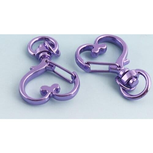 Metal Swivel Clasp heart shape Lanyard clasp key chains Purple Swivel Snap Hook Purse strap clasp Lobster Clasp Bag Clips