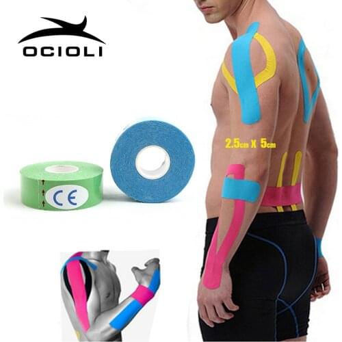 2.5cm X 5m Kinesiology Tape Kinesiotape Elastic Cotton Adhesive Sports Muscle Patch Tape Strain Support Bandage Sticker