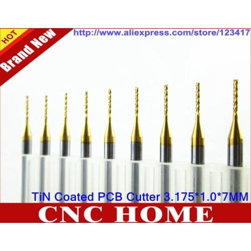 New 3.175*1.0*7MM Titanium Coat Carbide Burr End Milling Cutter, Engraving Edge Cutter, CNC Router Bits, Endmill for PCB Machine