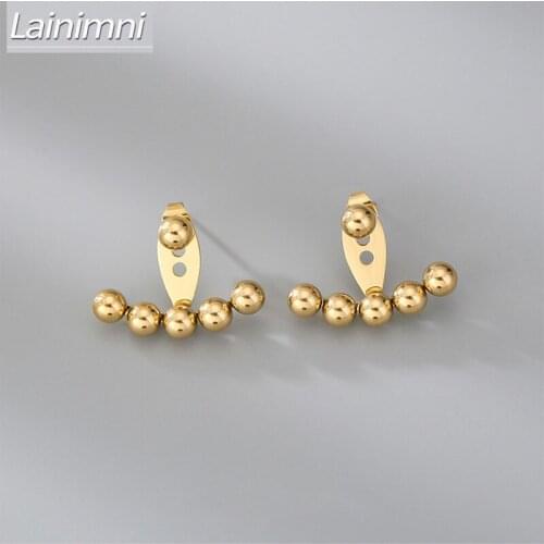 Korean Fashion Golden Round bead Anti-allergy Titanium Steel Stud Earrings for Women Stainless Steel Earrings Jewelry