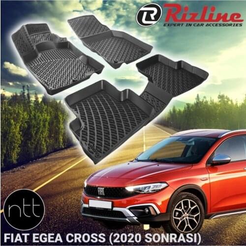 3D Car Floor Mat Black 4 cm Raised Borders For Fiat Tipo Cross 2020 Up Perfect Fit Odorless Allergy Free and Installation Design