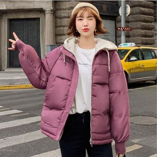 Korean Style Winter Jacket Women New Green Hooded Black White Female Overcoats Loose Oversized Womens Thick Slim Short Parka