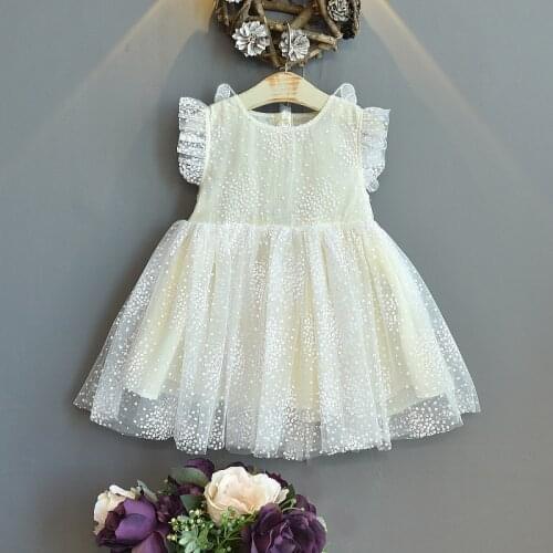 Citgeett Summer Kids Girls Mesh Dress Casual Ruffle Sleeve Floral Print A-Line Dress Clothes