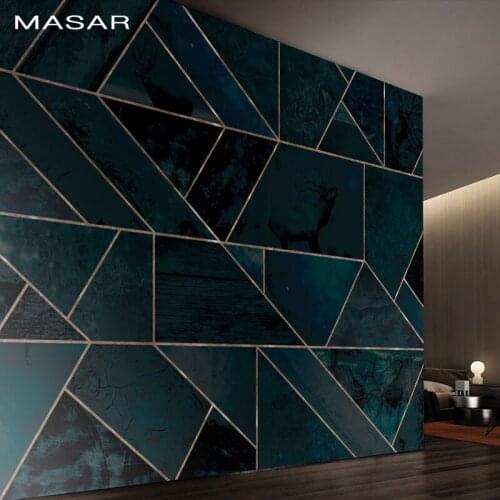 MASAR Green line splicing geometric pattern mural high-end entertainment scene background wall paper davidianus