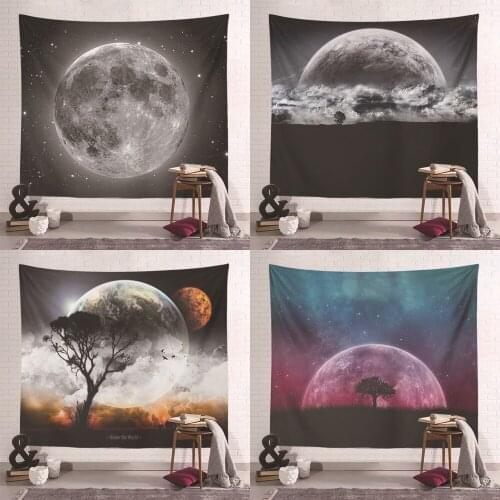 Moon Star Tapestry Scenery Printed Tapestries Wall Hanging Mural for Bedroom Living Room Dorm Home Decoration