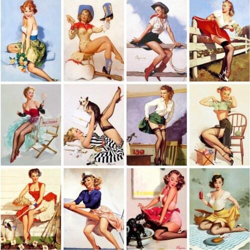 Vintage Portrait 5D Diy Diamond Art Painting Female Full Drill Diamond Embroidery Mosaic Cross Stitch Kit Picture Room Decor