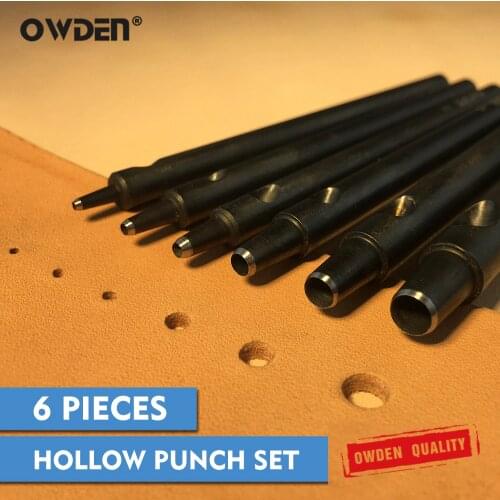 OWDEN 6Pcs Leather Hollow Hole puncher set for Belt strap hole punch set leather watchband hole punzon set leather tools