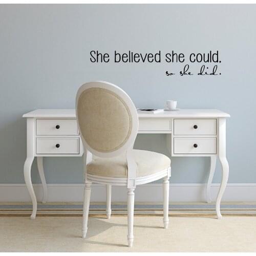 English Letters She Believed She Could Wall Decals Wall Stickers For Living room bedroom Decoration