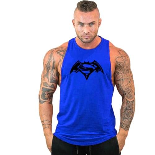 New Arrivals Bodybuilding stringer tank top bat man Cotton Gym sleeveless men Fitness Vest Singlet sportswear workout tanktop