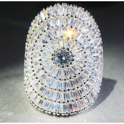 New YaYI Fine Jewelry Princess Cut 200pcs+ Gemstone Moissanite Zirconia Stamped S925 Silver Color Wedding Couples Copper Rings