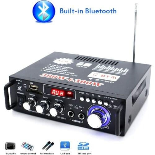 Original Power Amplifier Audio Bluetooth Speaker Amplifier Home Car USB U-disk FM Radio Subwoofer Mini Amplifier Professional