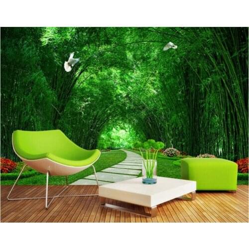 Papel de parede 3D wallpaper for walls 3 d TV backdrop large Poster Bamboo forest park shade wall papers home decor