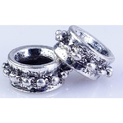 70pcs Tibetan Silver Metal DIY beads big hole round beads fit for style European Bracelets