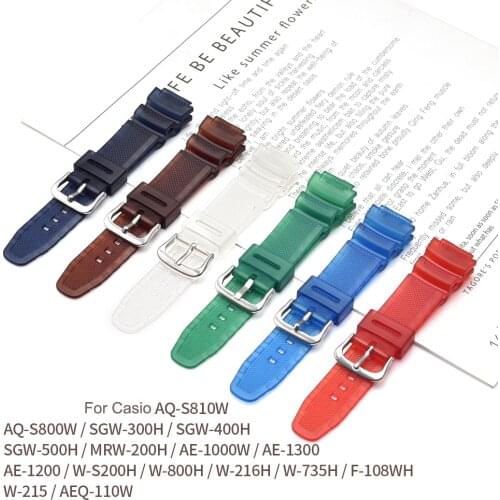 PU Rubber Watchband Strap Bracelet For Casio AQ-S800W SGW-300H SGW-400H SGW-500H AE-1200 F-108WH W-800H Sport Watch Straps Belt