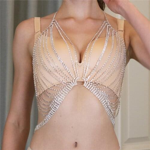 Luxury Diamond Multi-Layer Harness Underwear Cover Up for Women Bling New Rhinestone Pool Beachwear Mini Swimwear Party Outfits