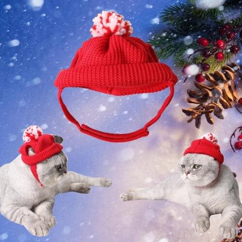 Pet Cat Dog Puppy Animal Christmas Hat Santa Hat Pet Supplies Dog Cat Puppy Christmas Holiday Kitten Pierced Woolen Hat Decor