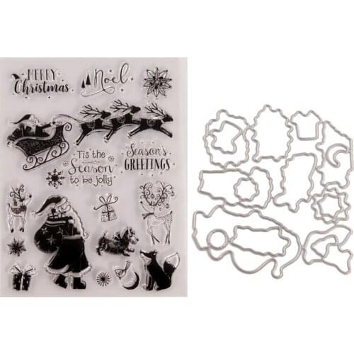 Silicone Clear Stamps CUTTING DIES For Scrapbooking STENSICLS SANTAS DEER DIY PAPER Album Cards MAKING Transparent RUBBER Stamp