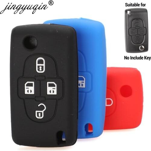 Jingyuqin 4 Button Flip Remote Fob Key Silicone Case For Citroen C8 For Peugeot 1007 Key Cover Protective Holder
