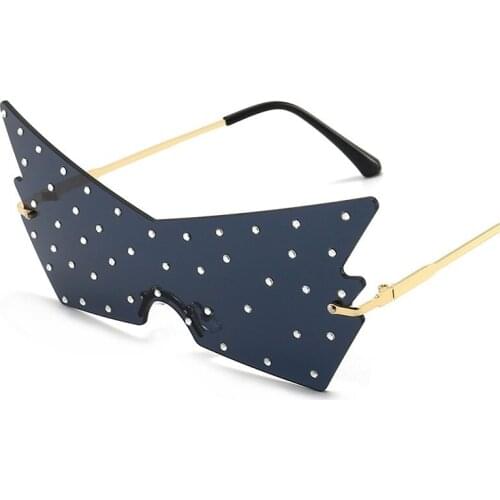 2021 High Quality Fashion Rimless Curved Sunglasses Women Men Sexy Designer Vintage Gradient Metal Frame Sun Glasses UV400