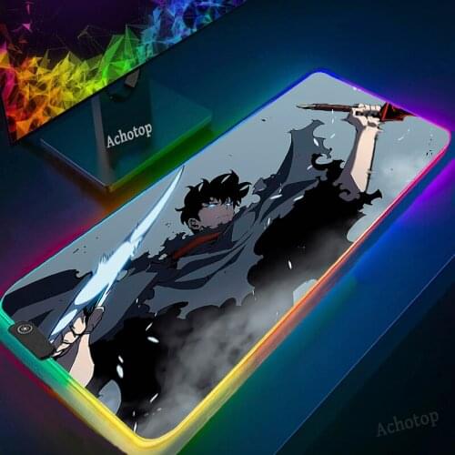 Solo Leveling RGB Top Quality Gaming Player desks laptop Rubber Mouse Mat LED Light Large Anime Mouse Pad Desk Mat with Backlit