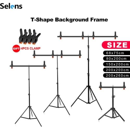 Photography T-Shape Background Frame Photo Backdrop Stands Support System Stands With Clamps for Video Studio Chroma Key