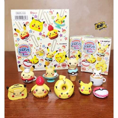 Takara Tomy Pokemon Candy Toy Pikachu Donut Cake Ice Cream Series Model Decoration Children Gift 8Pcs Set