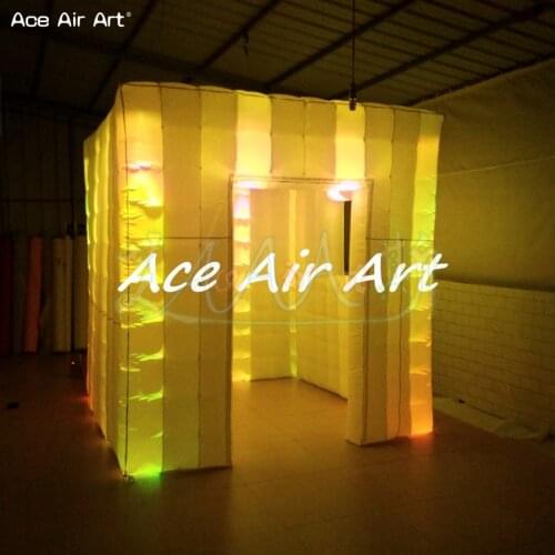 Brighter led cube scientifical design inflatable photo booth with window and door for wedding without selfi mirror For Chile