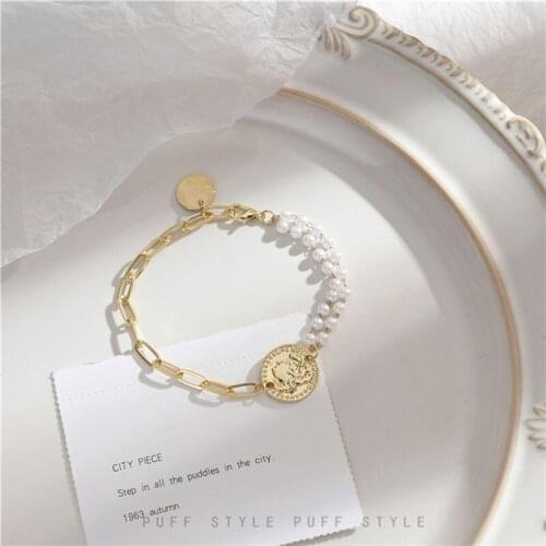 Jewelry cool wind chain figure gold coin bracelet sweet girl versatile adjustable bracelet fashion classic atmosphere