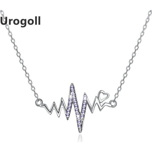 Fine Jewelry Heartbeat Fluctuation Charm Necklaces & Pendants Silver Gold Color Crystals Necklaces For Women Fine Jewelry Gifts