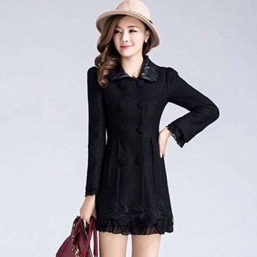 2018 Spring New Large Size Womens Spring And Autumn Long Section Slim Woolen Coat Fashion Multi-color Long Coat