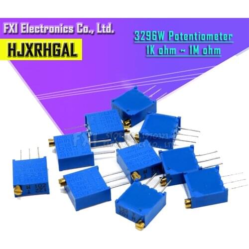 10pcs 3296W 3296 50 100 200 500 ohm 1K 2K 5K 10K 20K 50K 100K 200K 500K 1M ohm 103 100R 200R 500R Trimpot Trimmer Potentiometer