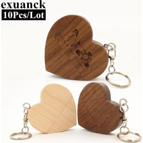 Customized Wooden Heart USB 2.0 Flash Drive pendrive 8GB 16GB 32GB 64GB Pen Drive USB Stick pen drive (over 20pcs free logo)