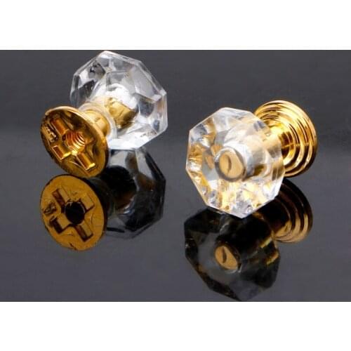 10PC Diamond Shape Crystal Glass Cabinet Knob Drawer Pull Handle For Jewelry Box