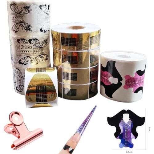 100pcs Nail Forms Poly Nail Gel Extension Art Tools 5pcs Nail Clips For Nails Gel Extension Sticker Acrylic Manicure Tools