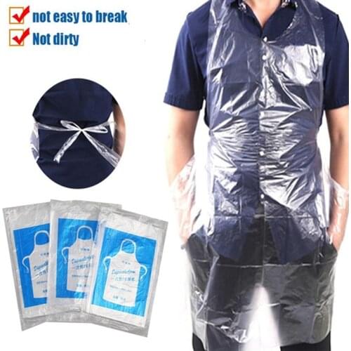 25pcs/lot Disposable Aprons Plastic Waterproof Oilproof Transparent Sanitary Apron for Unisex Cooking Hot Pot BBQ Kitchen Supply