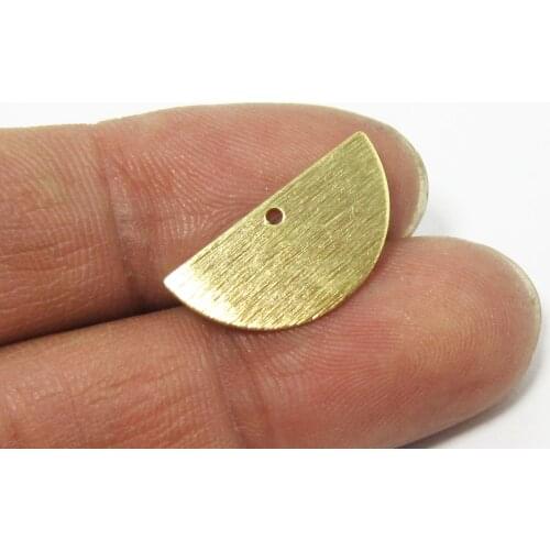 Brass charms 21x10.5mm Textured half round Raw brass pendant -30pcs R690