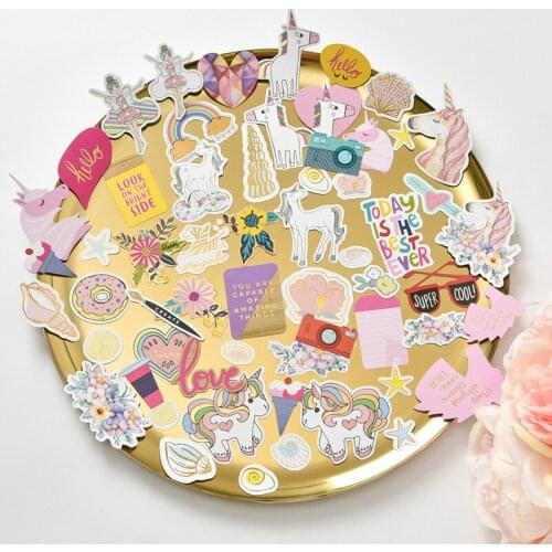 45pcs Cute Unicorn Paper Stickers for Scrapbooking Happy Planner/Card Making/Journaling Project