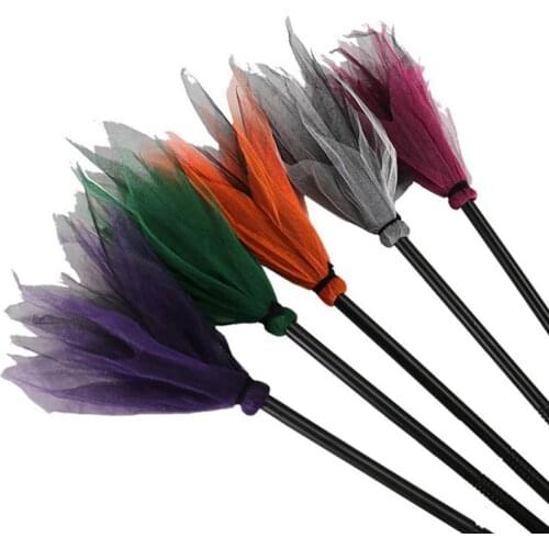 5 Pieces Of Halloween Witch Broom Plastic Witch Broom Wizard Flying Broom Halloween Party Haunted House Decoration Broom