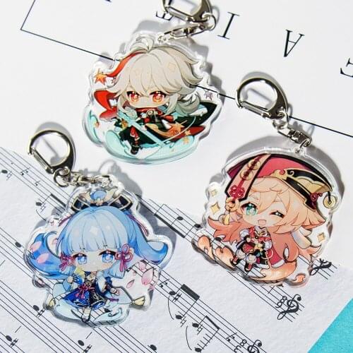 Anime Genshin Impact Cosplay Kazuha Yoimiya Eula Ayaka Keychain Kawaii Keyrings Gifts Collection Props