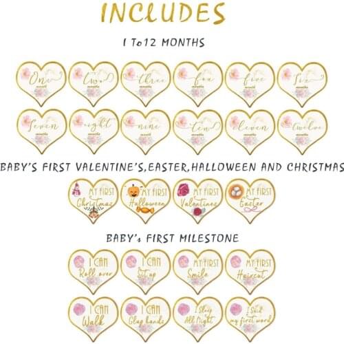 B2EB 24 Sheets/Set Baby Love Monthly Stickers Pregnant Belly Decals Memory Recording Milestone Sticker Scrapbook Photo Keepsake