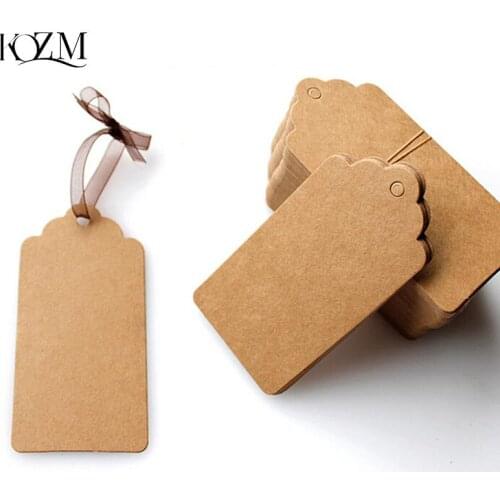 100Pcs Kraft Paper Tags Scallop Head Label Luggage Wedding Note DIY Blank Price Name Hang Tag Gift Craft 5x3cm Hand-painted Card