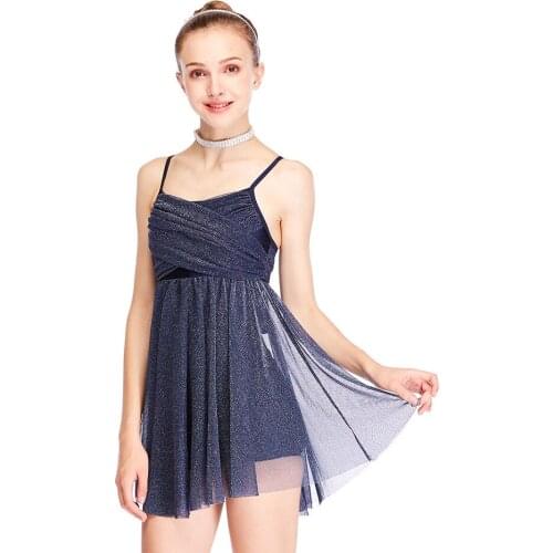 Shiny Ballet Tutu Dance Dress For Girls Gymnastics Leotard Skating Clothes Ballet Dancewear Blue Stage Performance Wear JL1404