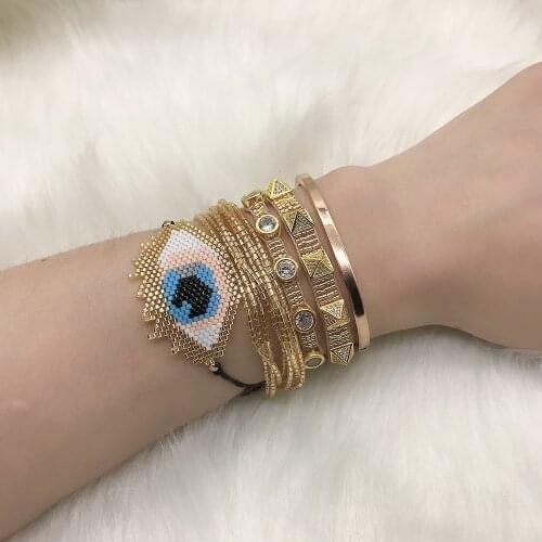 BLUESTAR Turkish Evil Eye Bracelet MIYUKI Bead Bracelets Jewelry Women Chic Crystal Bead Handmade Pulseras Gift