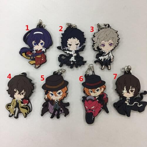 T1379 Anime Bungou Stray Dogs rubber Keychain Key Ring Rare straps cosplay