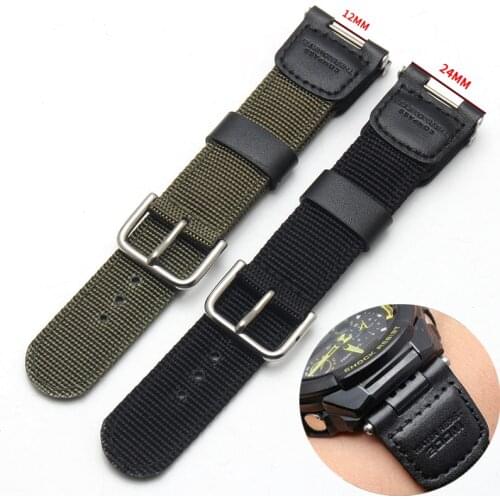BRETA 34*12MM Notch Nylon Strap FOR Casio SGW-100 GW-3000B GW-3500B Black Army Green Sports Waterproof watch band