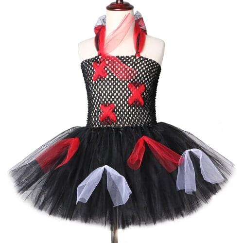 Black and Red Devil Monster Girls Tutu Dress Scary Creepy Vampire Zombie Halloween Costume for Kids Girls Carnival Party Desses