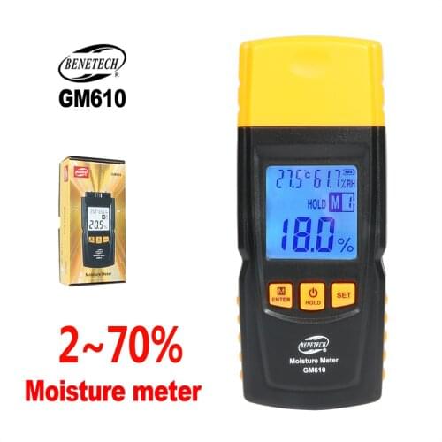 BENETECH Digital LCD Display Inductive Wood Moisture Meter Humidity Measuring Device Tester Hygrometer GM610 Tools Hygrometer