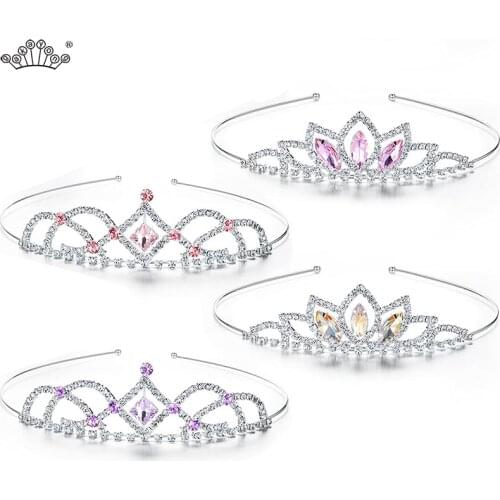 4 pcs/set Tiaras and Crowns Headband Princess Kid Girls Bridal Prom Crown Birthday Party Wedding Accessiories Hair Jewelry